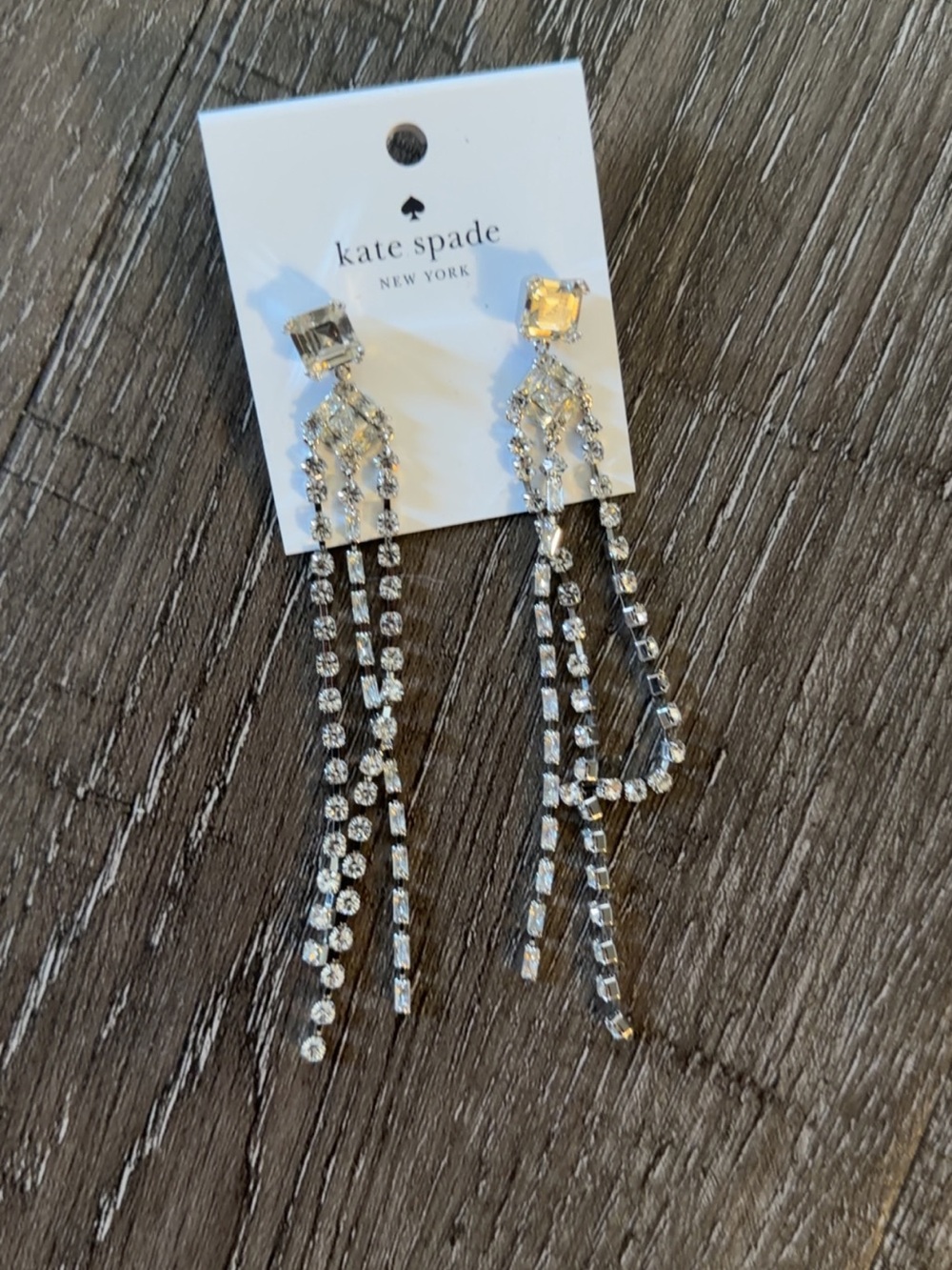 kate spade Silver Crystal Multi-Strand Fringe Drop Earrings